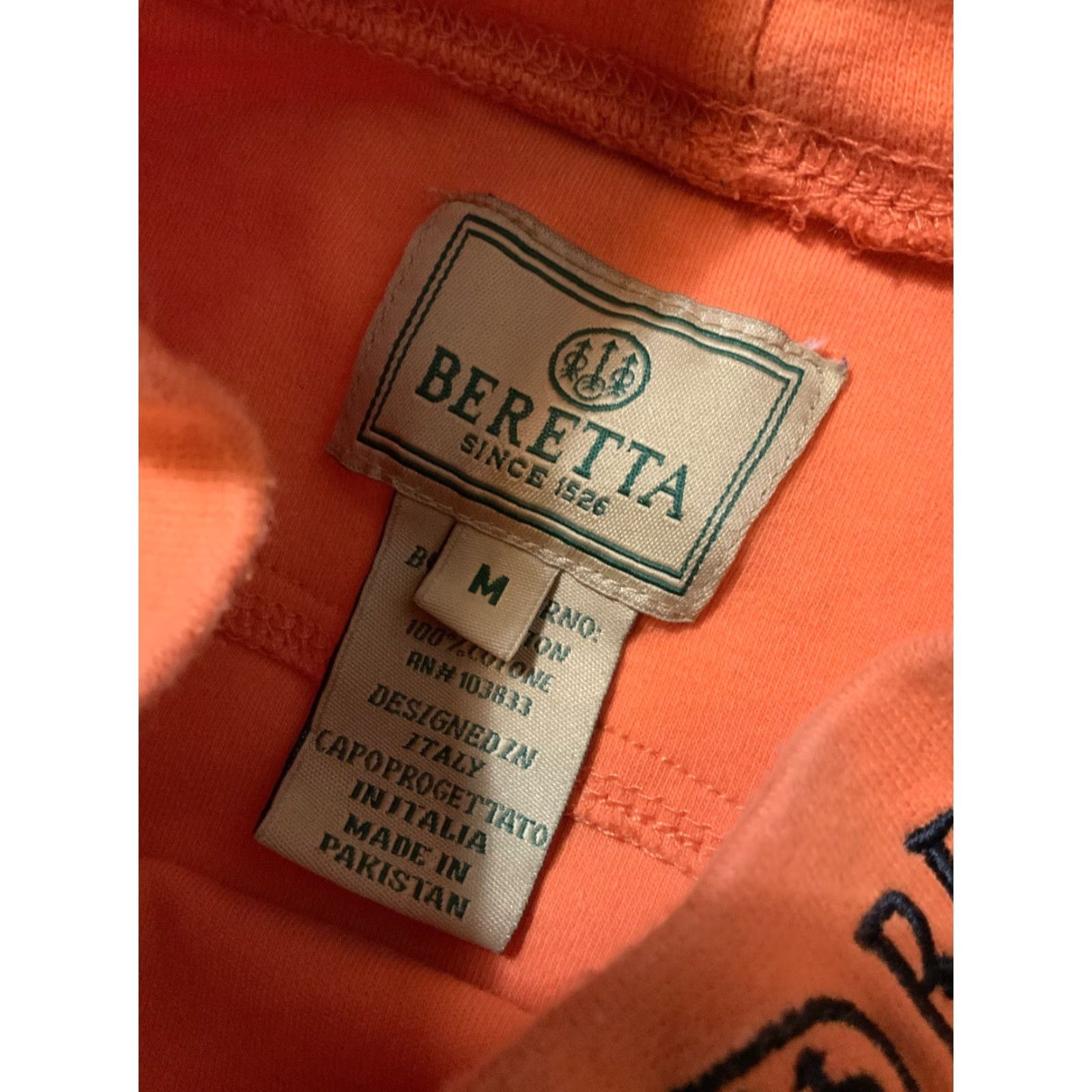 Vintage Beretta Italian Firearms Weapons Orange Mock Neck L/S Embroidered Shirt MD Size US M / EU 48-50 / 2 - 6 Thumbnail