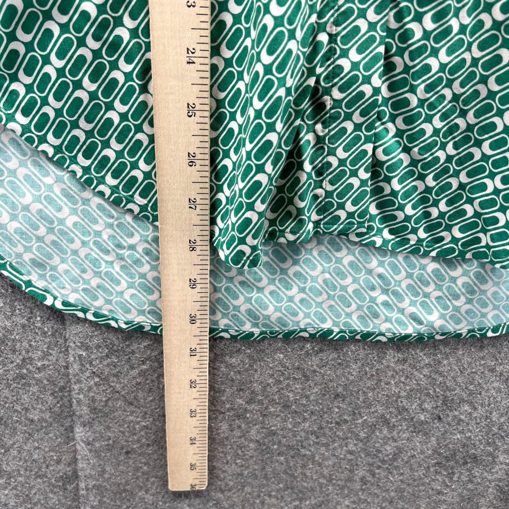 Theory Theory Shirt Women Petite Green Pattern Geometric Silk Button-Up Shirt Sunaya HP 325 Size S / US 4 / IT 40 - 4 Thumbnail