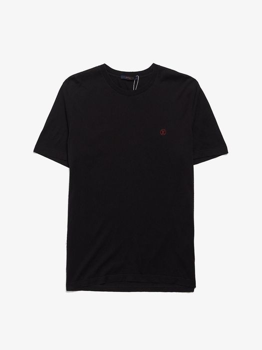 Louis Vuitton Black Logo Embossed Cotton T Shirt