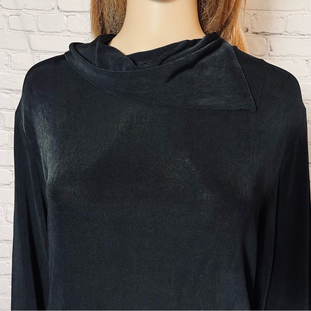 Chicos Chico's Travelers Black Liquid Knit Triangle Cowl Neck Top Size XL / US 12-14 / IT 48-50 - 2 Thumbnail