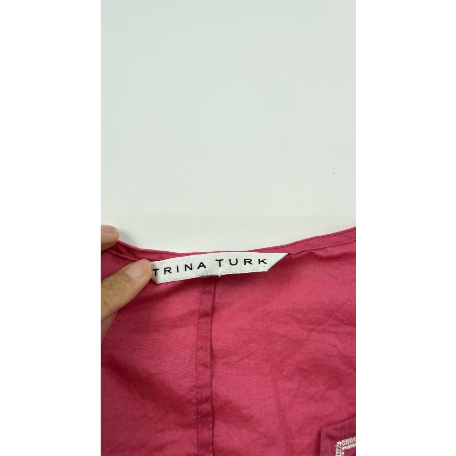 Trina Turk Trina Turk Tunic Top Blouse Womens Small Pink Embroidered Boho 3/4 Sleeve Chic Shirt Size S / US 4 / IT 40 - 3 Thumbnail