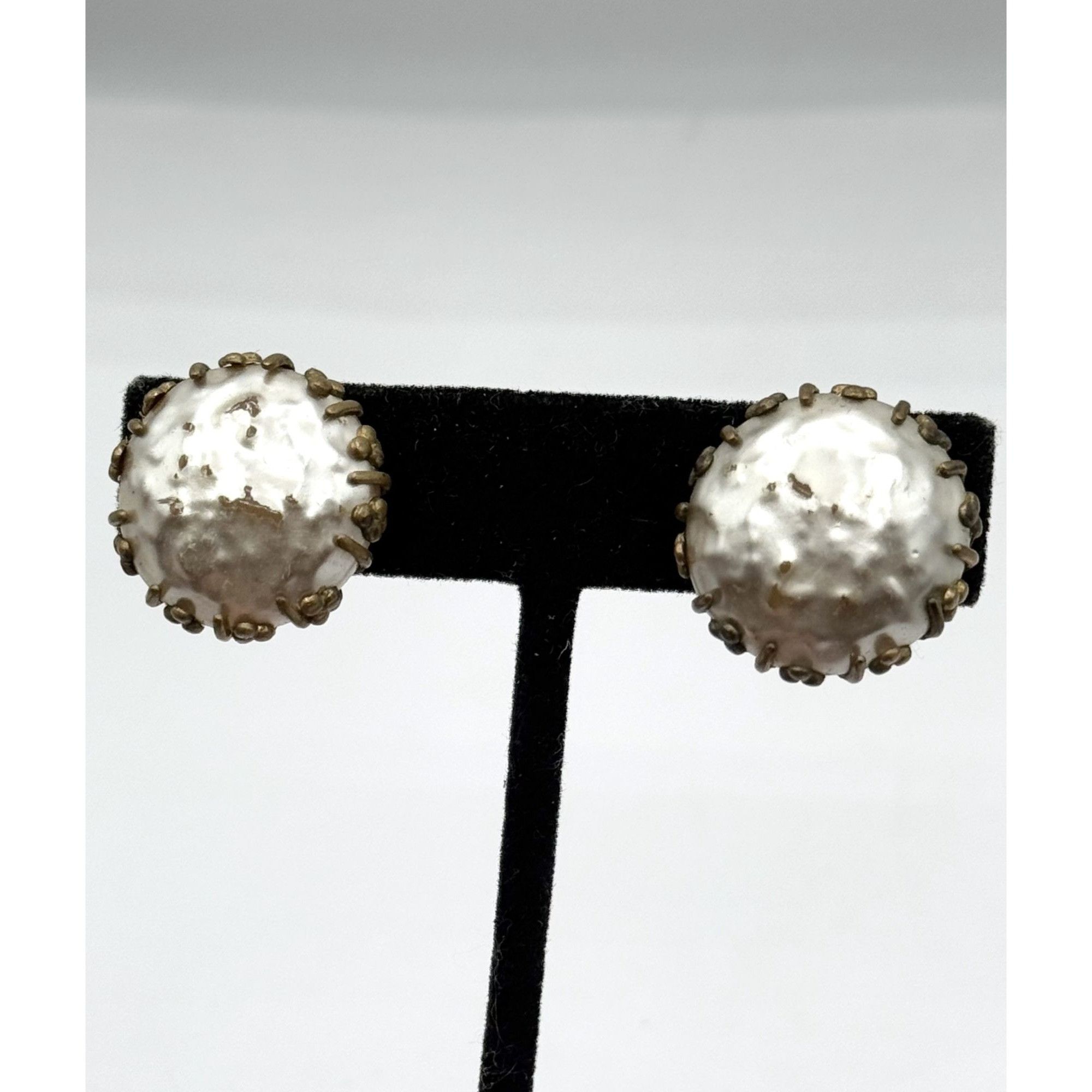 Miriam Haskell Vintage Signed Miriam Haskell Baroque Faux Pearl Earrings Size ONE SIZE - 1 Thumbnail