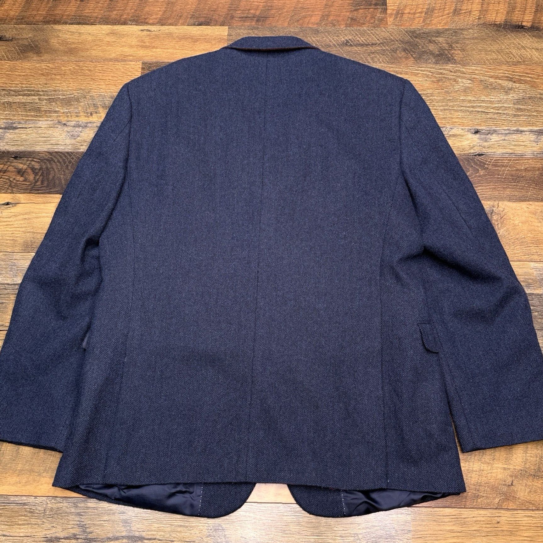 Tommy Hilfiger Tommy Hilfiger Blazer Sport Coat Navy Blue Wool Tweed Herringbone 42 Regular Notch Lapel Double-Vented 2-Button Single-Breasted Size 42R - 2 Thumbnail