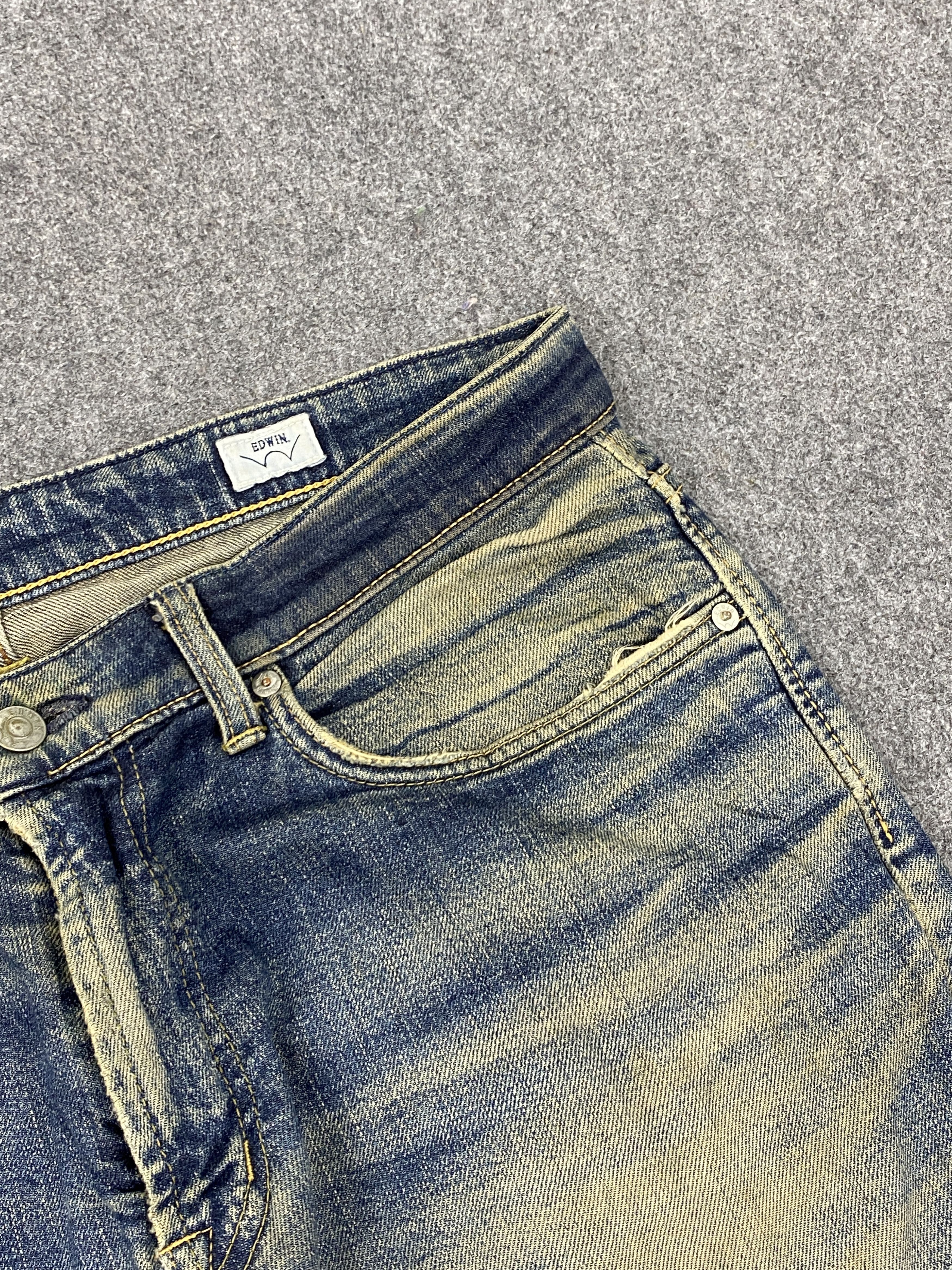 Edwin Vintage Distressed Edwin Made In Japan Patches Jeans DP2727 Size US 35 - 10 Thumbnail
