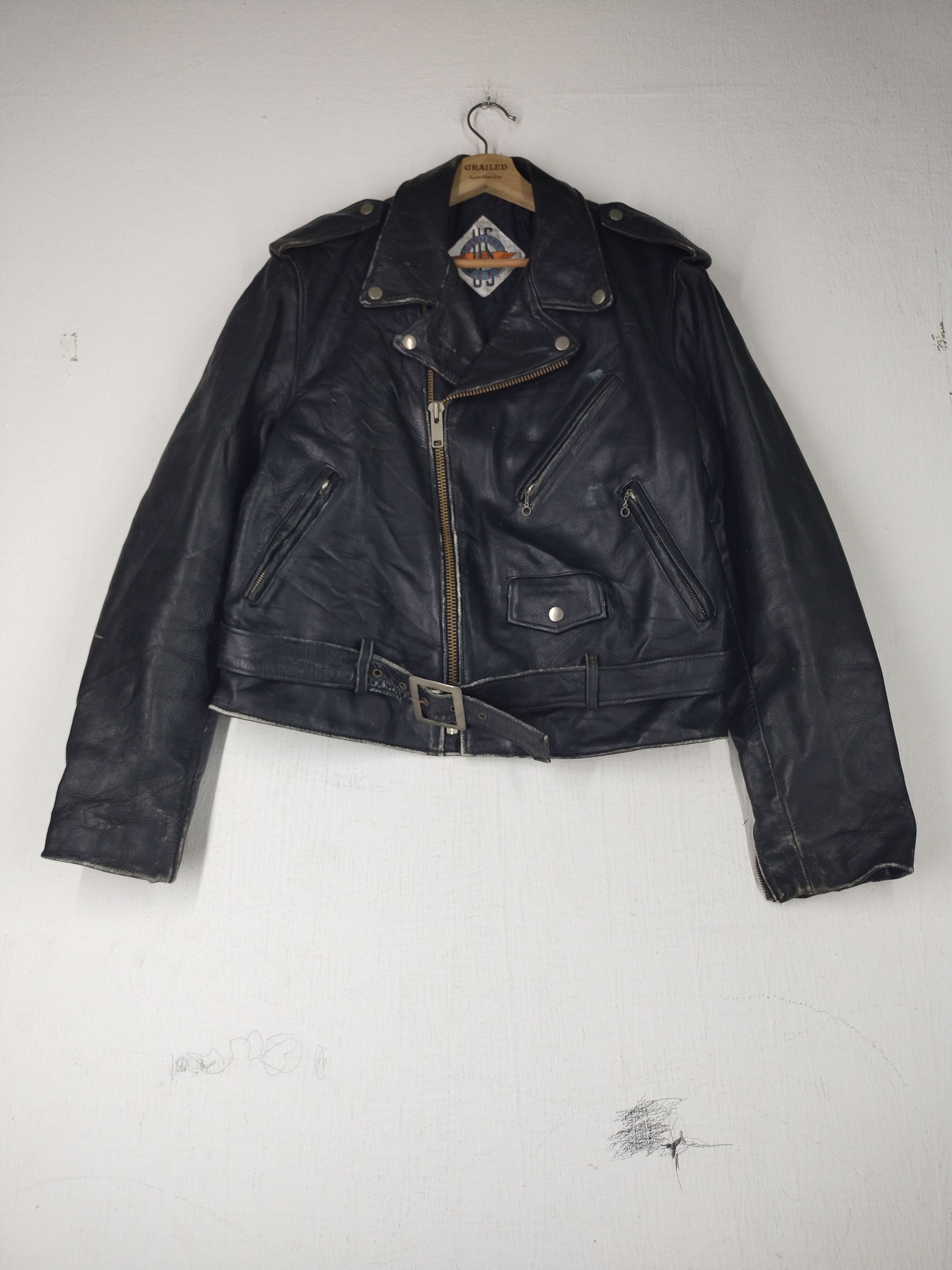 Genuine Leather Vintage Genuine Wear Double Leather Motorcycle Jacket Rare Size US M / EU 48-50 / 2 - 2 Thumbnail