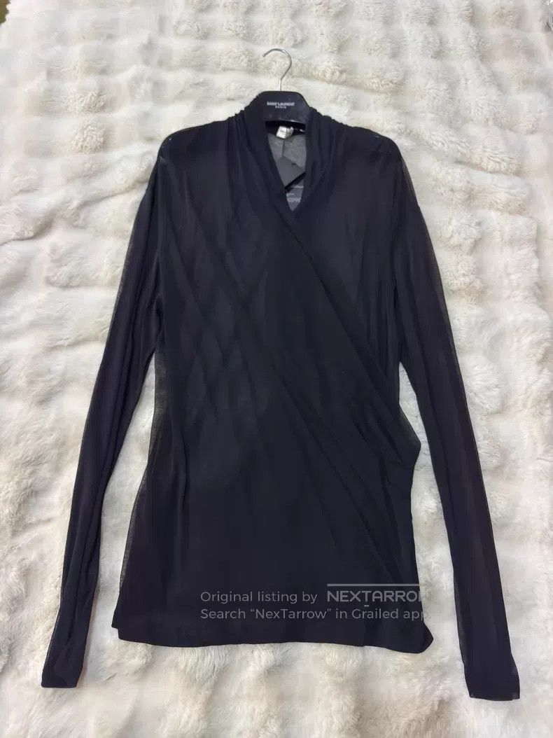 Saint Laurent Paris Saint Laurent Paris Crinkled Deep V Chiffon Underlayer Shi Size US XXL / EU 58 / 5 - 3 Thumbnail