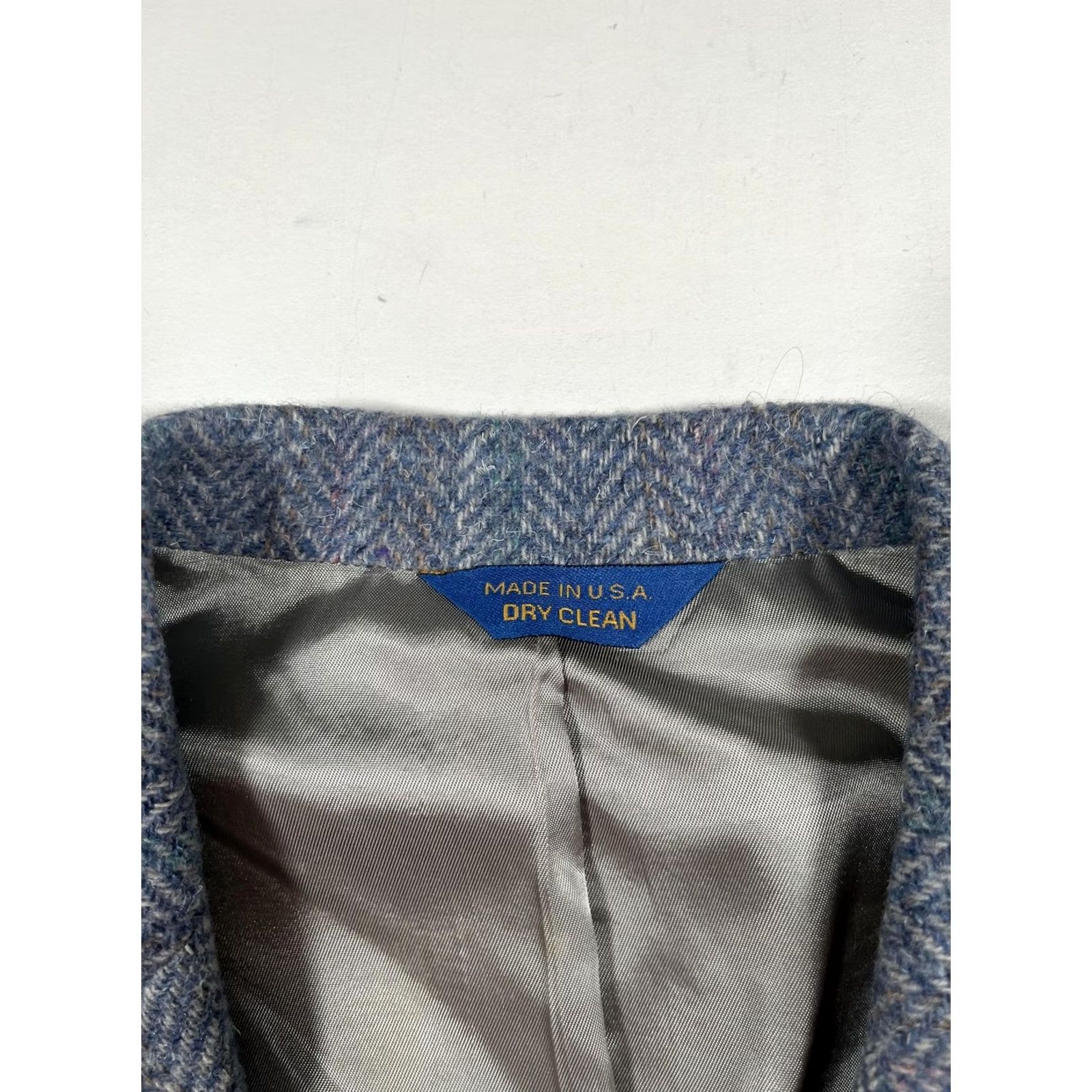 Pendleton VINTAGE Pendleton Sport Coat Jacket Mens 42L Blue Wool Herringbone Patches USA Size US XS / EU 42 / 0 - 4 Thumbnail