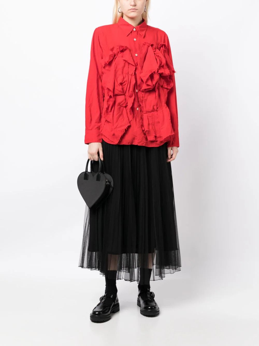 Comme des Garcons o1mle0824 Applique Detail Shirt in Red Size XS / US 0-2 / IT 36-38 - 2 Thumbnail
