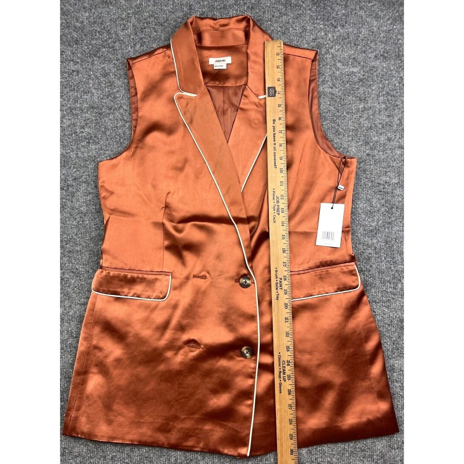 Jason Wu Jason Wu Vest Women's L Bronze Copper Sleeveless Satin Button NWT Blazer Tunic Satin Button NWT Size L / US 10 / IT 46 - 5 Thumbnail