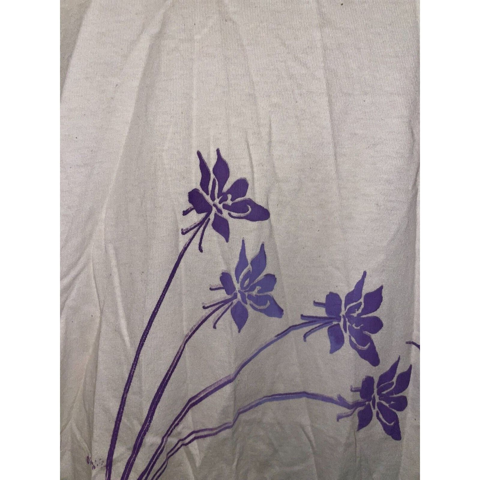 Jerzees Vintage Flower Shirt Floral Hummingbird Print Cream L Tee Size US L / EU 52-54 / 3 - 3 Thumbnail