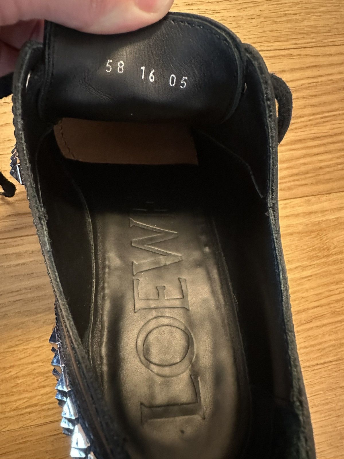 Loewe Loewe Black Distressed Leather Look Studded Oxfords Size 42 Size US 9 / EU 42 - 10 Thumbnail