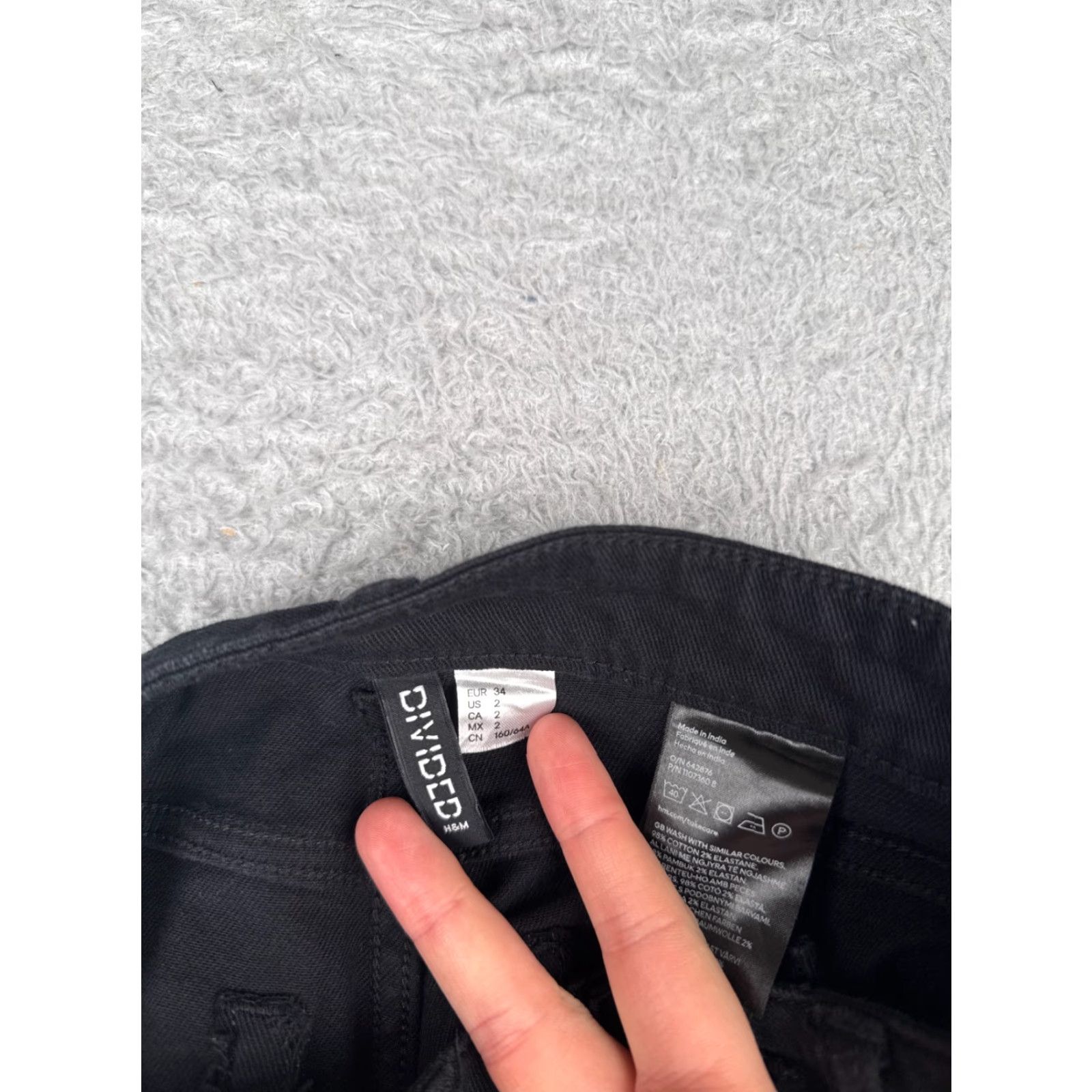 Vintage Divided Jeans Womens 2 Black Denim Wide Leg High Rise Cotton Blend Zip Fly 24x30 Size 26" / US 2 / IT 38 - 6 Thumbnail