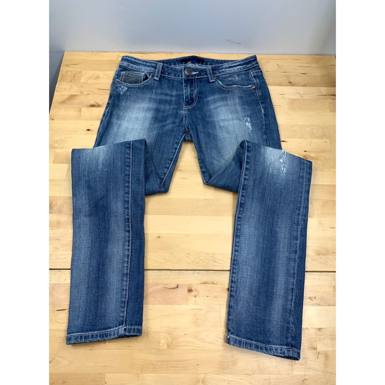 Vintage VIGOSS Womens Skinny Jeans Size 5/6 Blue Distressed Casual Jeans 5027 Size 27" / US 4 / IT 40 - 2 Thumbnail