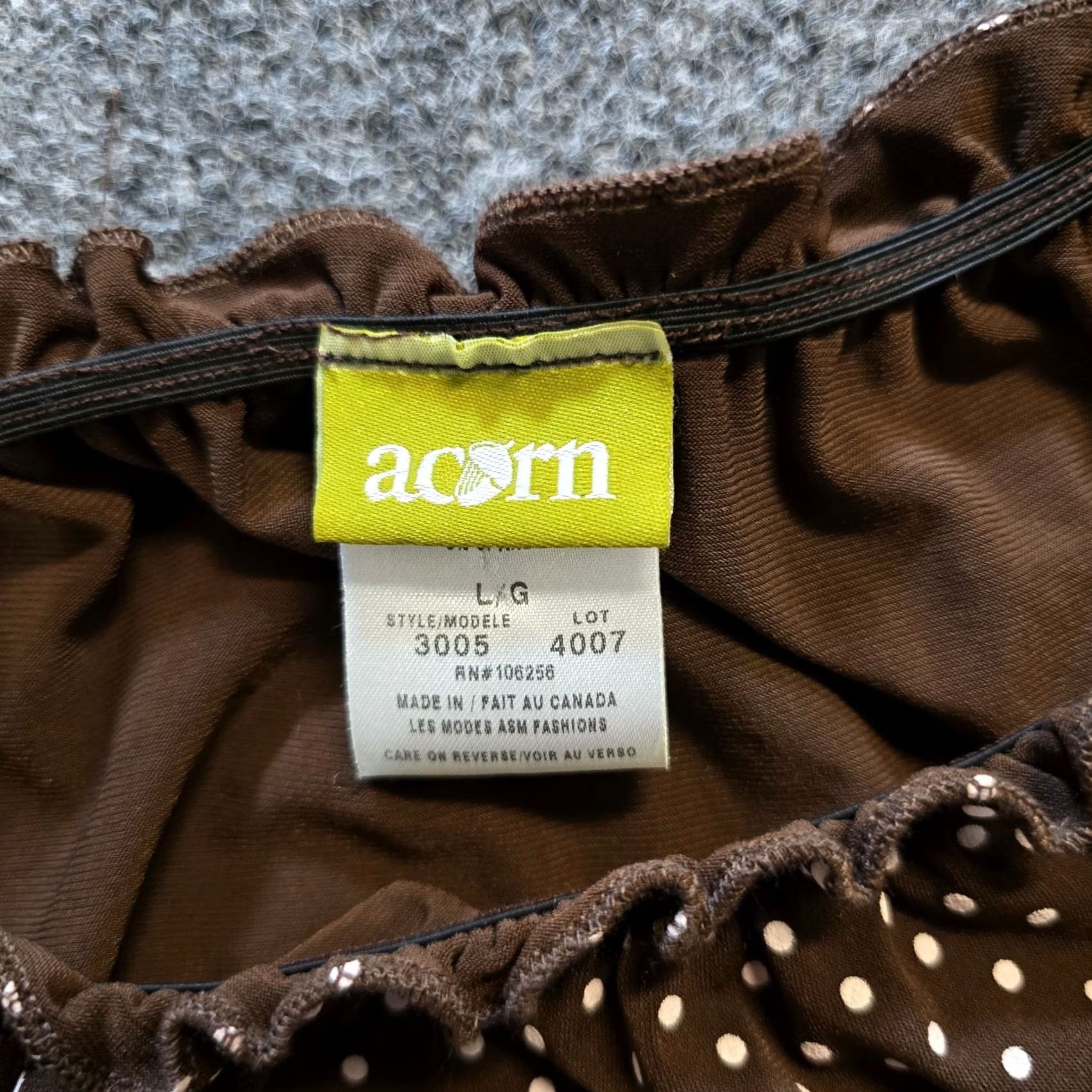 Vintage Acorn Top Womens L Brown White Polka Dot Long Sleeve Blouse Casual Capsule Regular Fit Cotton Square Neck Pullover Shirt Size L / US 10 / IT 46 - 6 Thumbnail