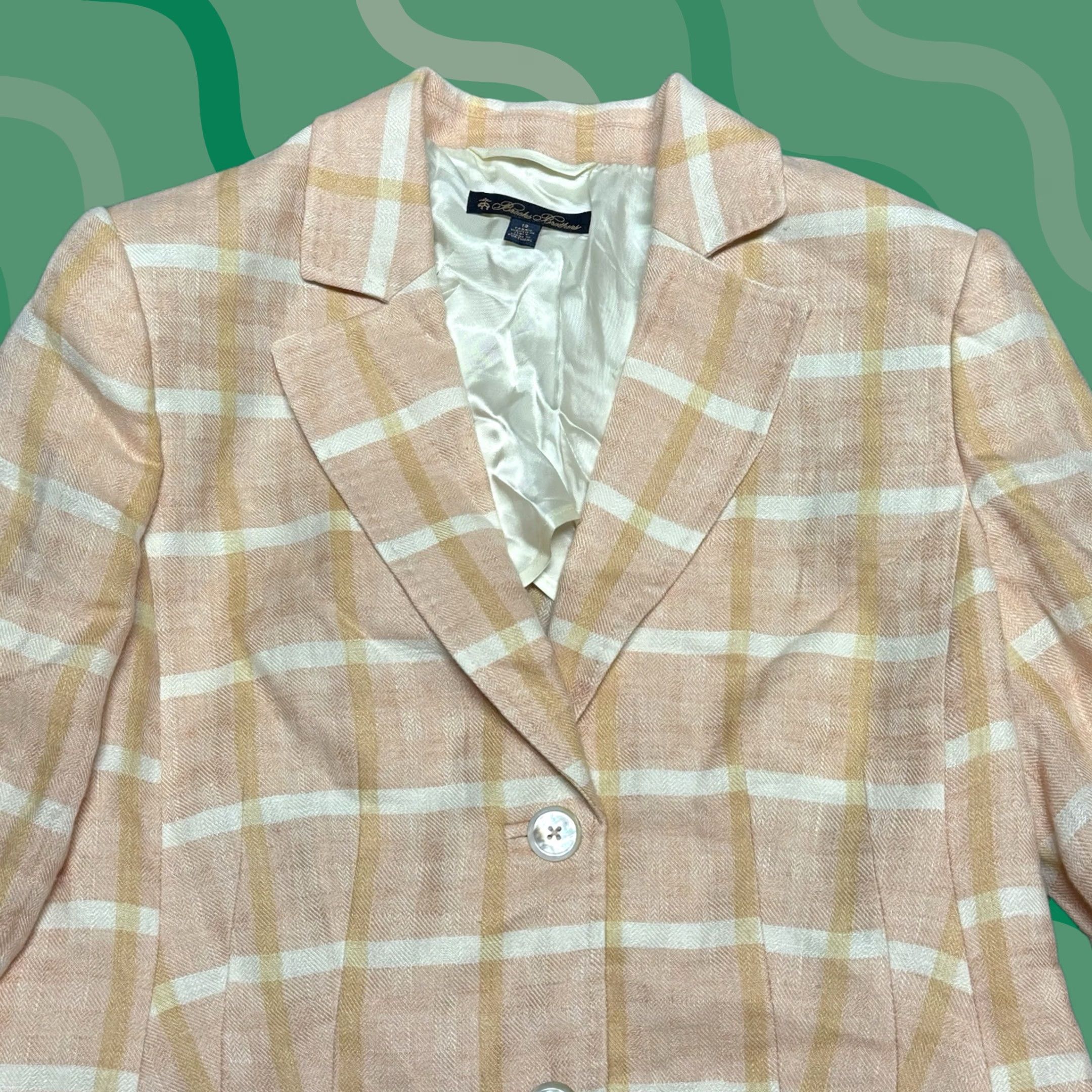 Brooks Brothers Brooks Brothers Blazer Jacket Womens 12 Checkered Linen Orange Button Pockets Casual Classic Designer Preppy Womens Size XL / US 12-14 / IT 48-50 - 1 Thumbnail