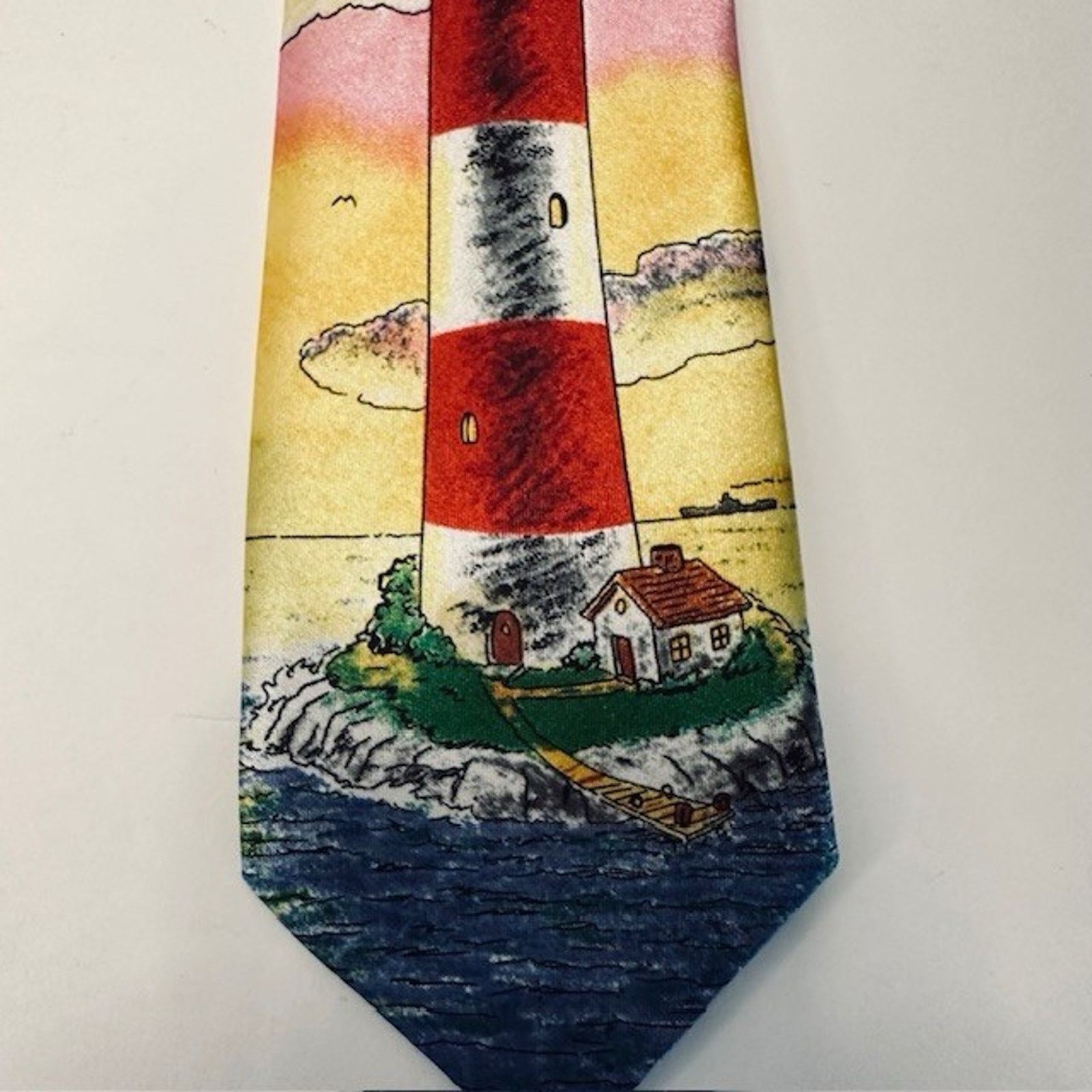 Other Funtyme Men's Necktie Tie Polyester Lighthouse 60" x 3 3/8" Size ONE SIZE - 5 Thumbnail