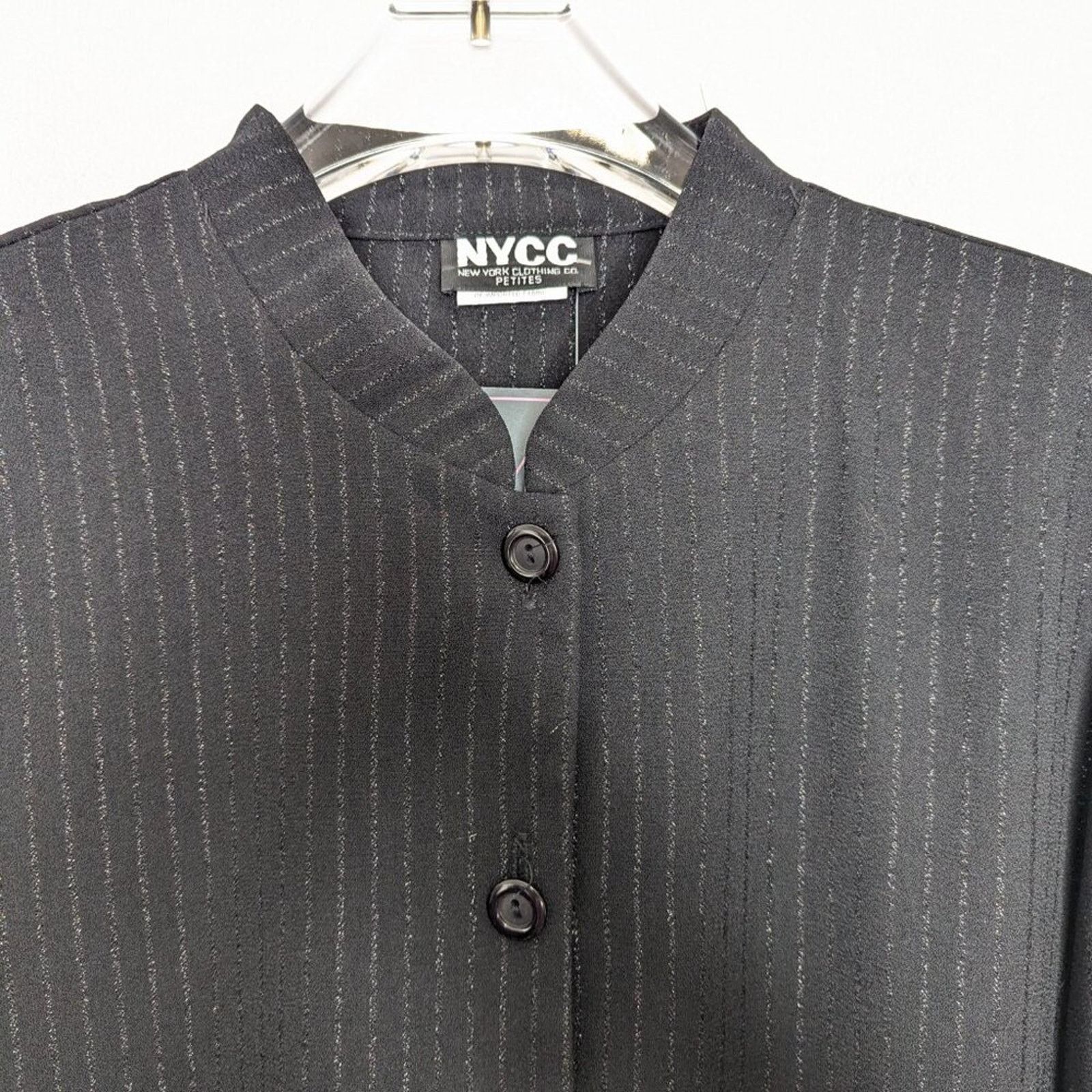 Vintage Vintage 90's Black Mandarin Collar Metallic Pin Stripe Top Size L / US 10 / IT 46 - 5 Thumbnail