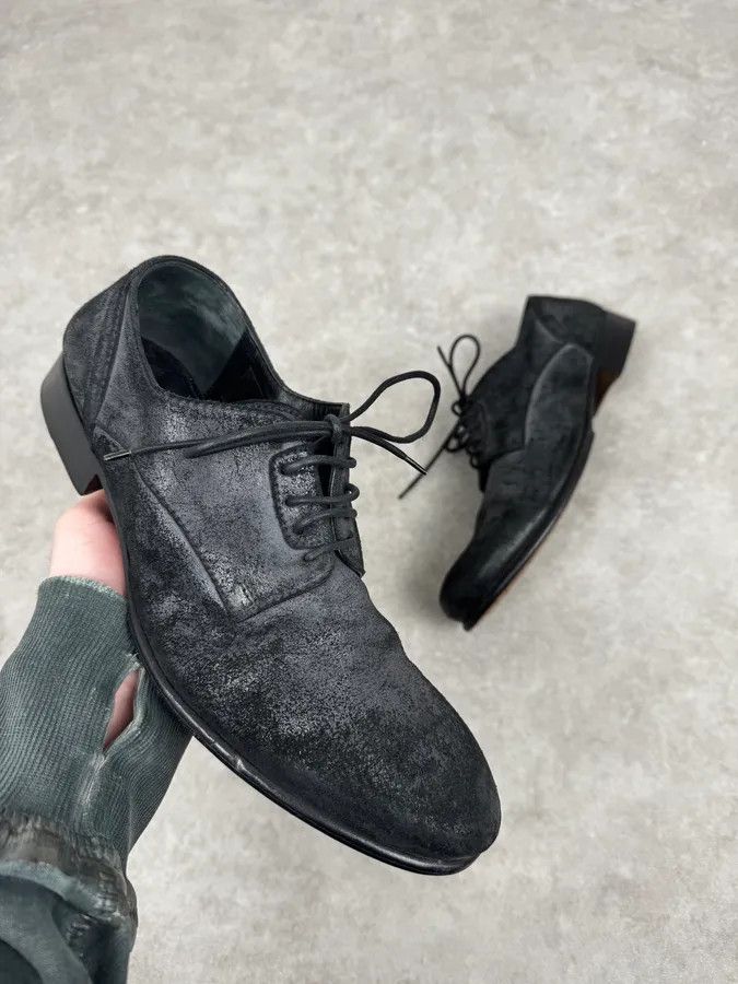 Dolce & Gabbana 2000s Dolce & Gabbana Grey & Black Wrinkled Effect Leather Low Boots Size US 8 / EU 41 - 1 Thumbnail