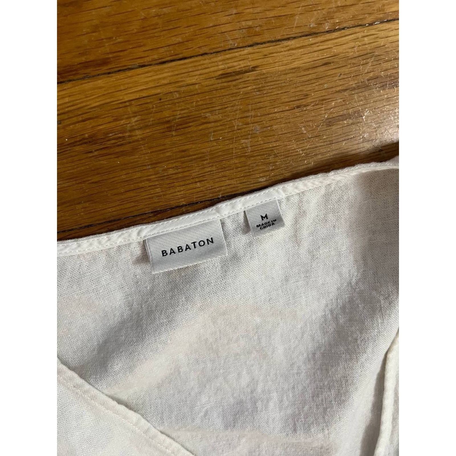 Firenze Babaton Midi Linen V-neck Wrap Dress White Minimal M A001957 Size M / US 6-8 / IT 42-44 - 4 Thumbnail