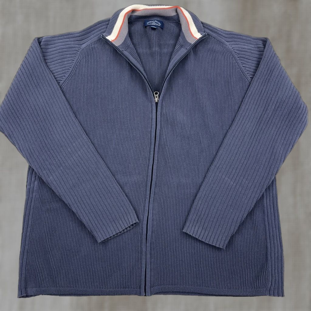 Tommy Bahama Tommy Bahama Sweater Men 2XL Gray Full Zip Indigo Palms Kint Jacket Ribbed Knit Style Classic Modern Casual Vintage? Size US XXL / EU 58 / 5 - 1 Thumbnail