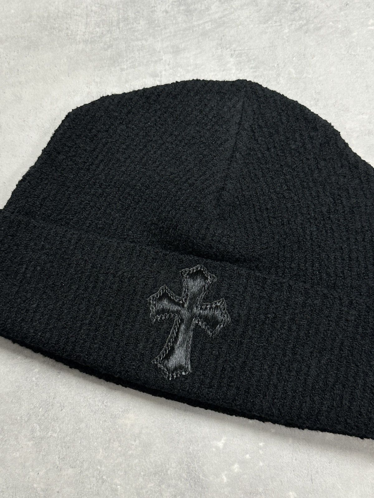 Chrome Hearts Chrome Hearts Badda Bing Pony Hair Cross Patch Beanie Black Size ONE SIZE - 2 Thumbnail