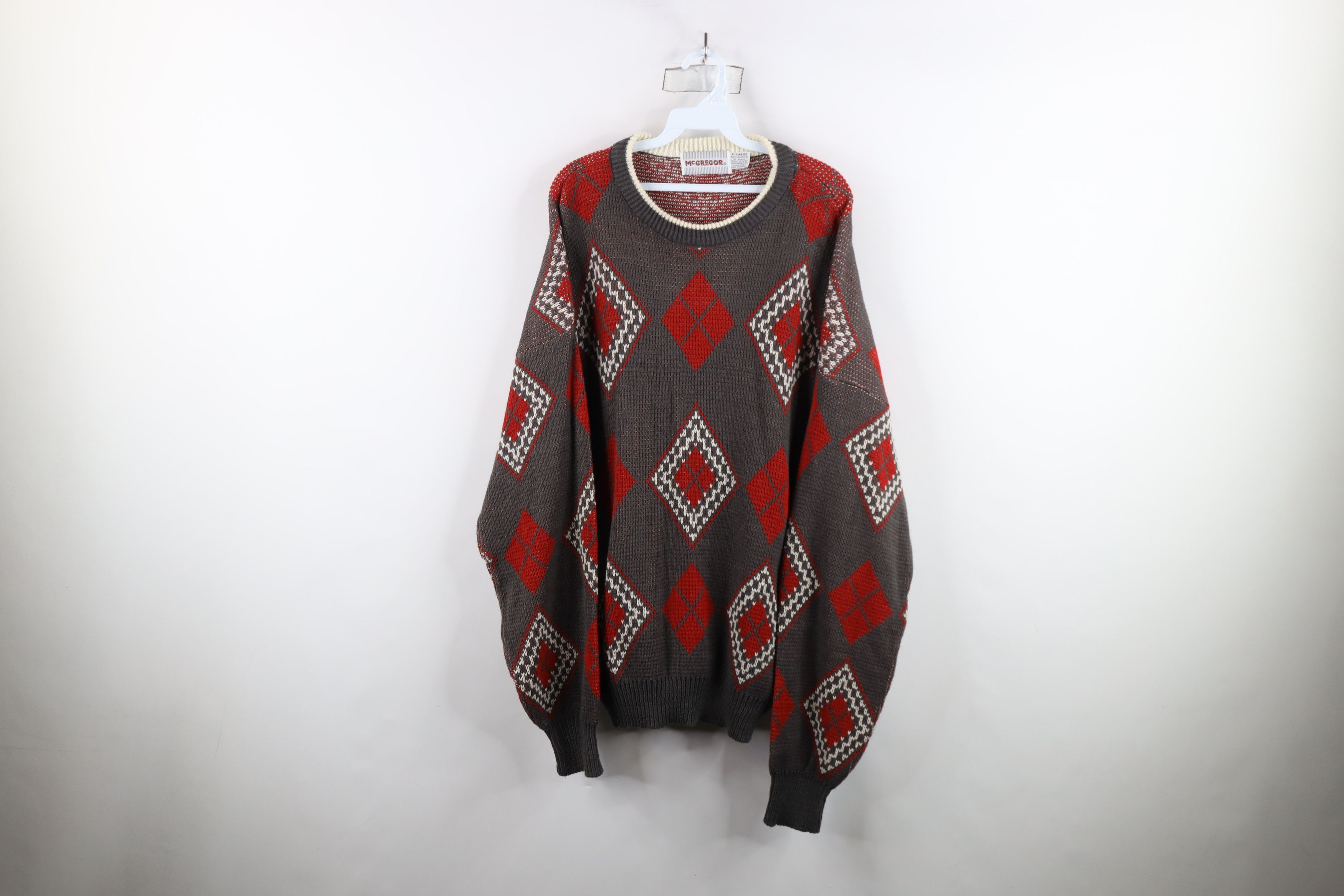 Vintage Vintage 90s Streetwear Diamond Chunky Ribbed Knit Sweater Size US XL / EU 56 / 4 - 1 Thumbnail