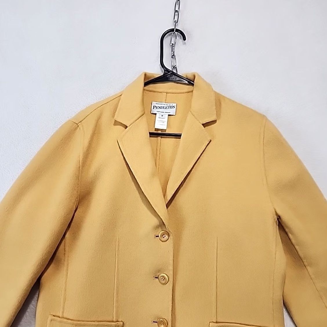 Pendleton VINTAGE Pendleton Blazer Women’s M Gold 100% Merino Wool Three Button Old Money Academia Wool Blazer Womens Regular Gold - Size M / US 6-8 / IT 42-44 - 3 Thumbnail