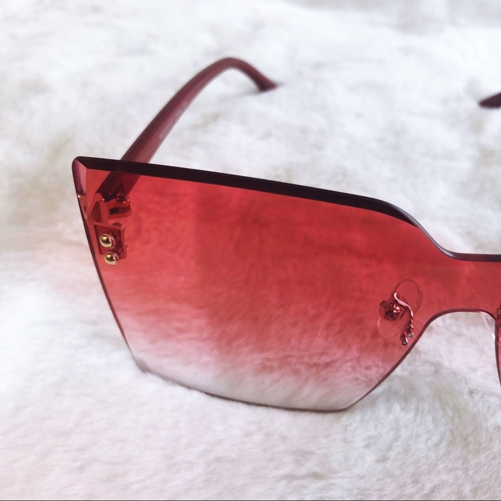 Other Dana Dark Pink Rimless Oversize Cat Eye Sunglasses Size ONE SIZE - 7 Thumbnail
