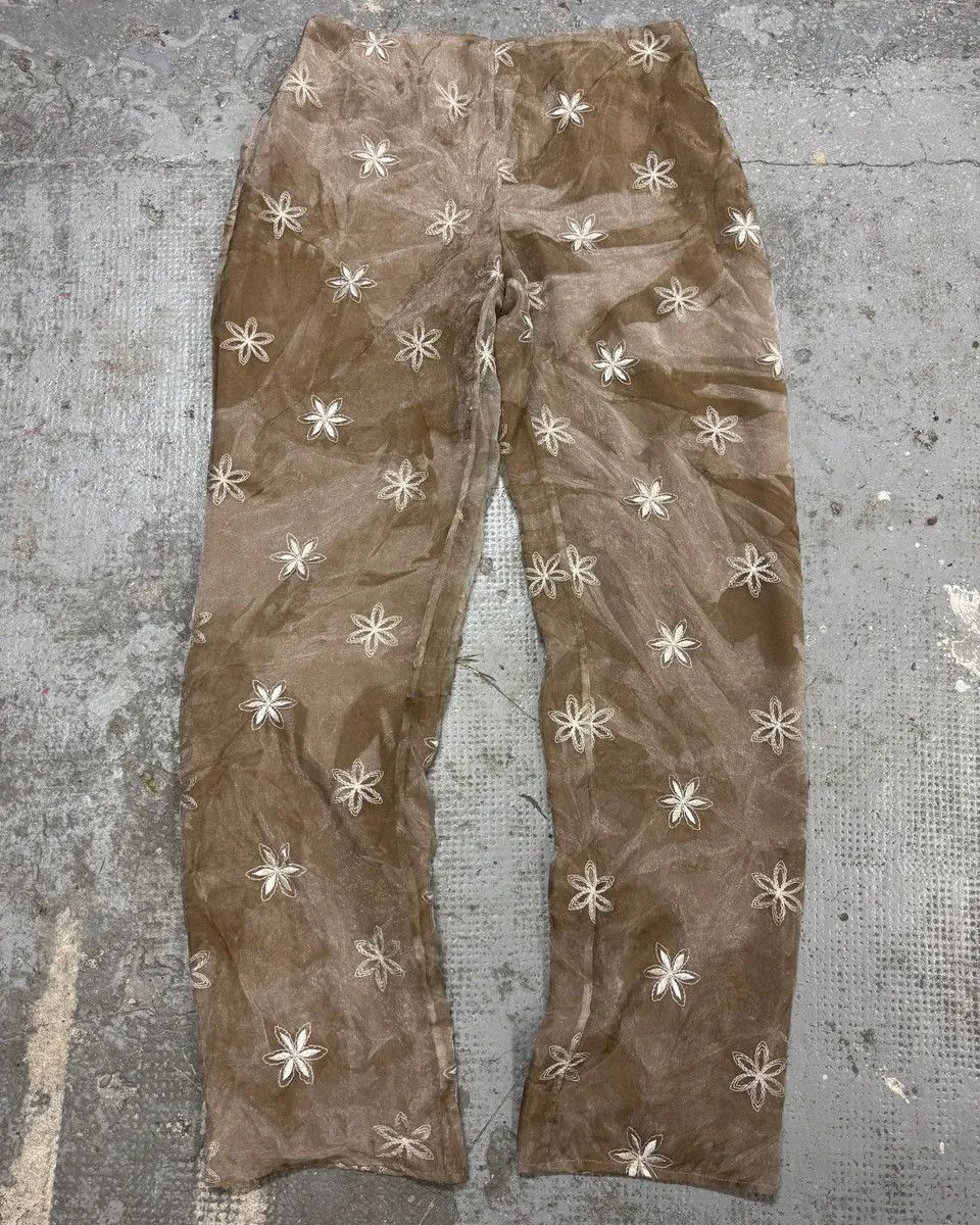 Emporio Armani × Vintage 1990s Emporio Armani Beige Mesh Star Pants Size 28" / US 6 / IT 42 - 2 Thumbnail