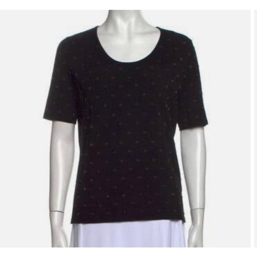 Escada Escada black gold dot knit short sleeve sweater size Large Size L / US 10 / IT 46 - 1 Thumbnail