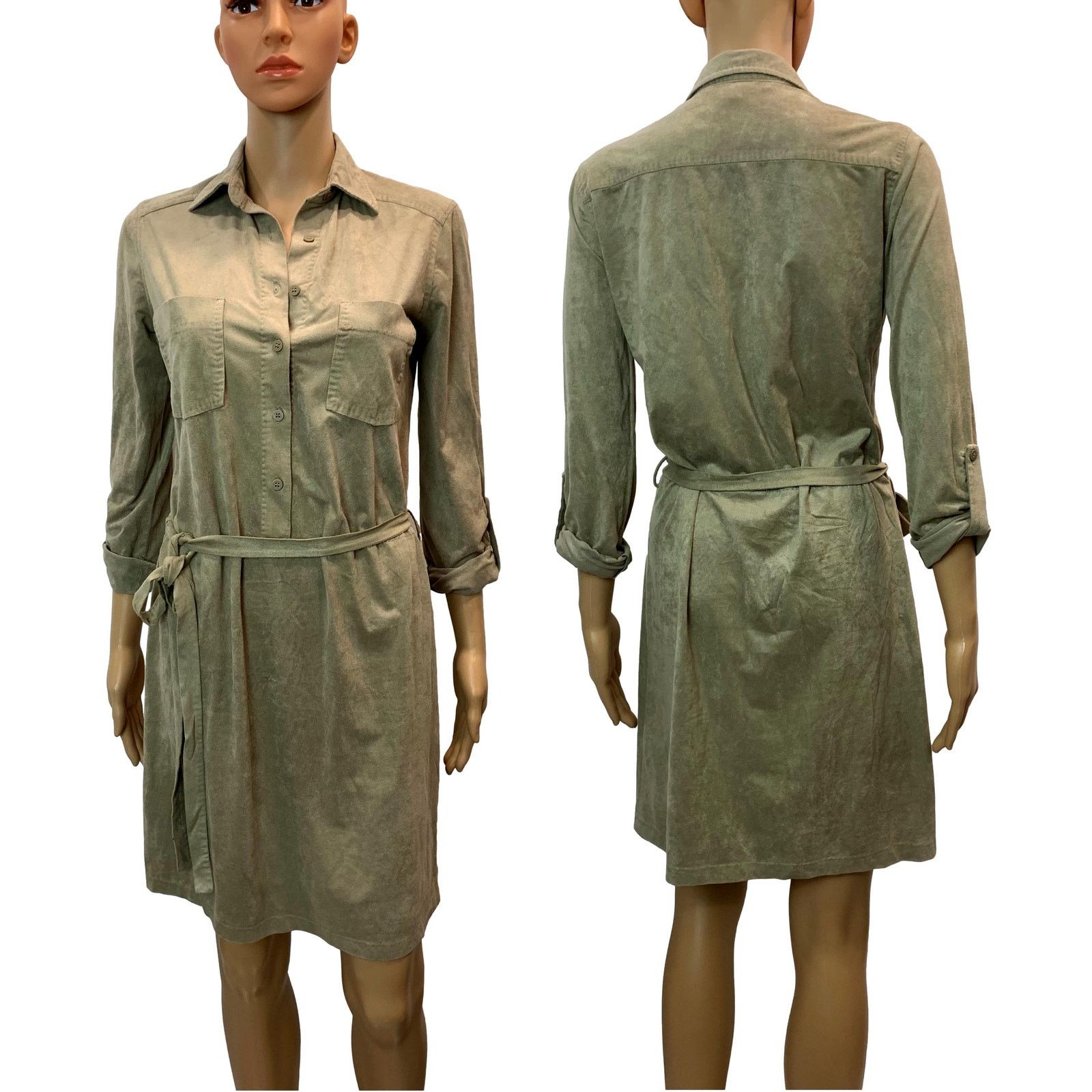 Bcbgmaxazria Y2K Max Studio Soft Ultra Suede Shirt Dress Tie Belt | XS Size XS / US 0-2 / IT 36-38 - 4 Thumbnail