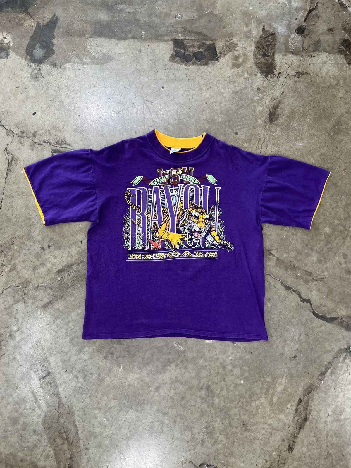 NCAA Vintage LSU Bayou Double Layered Single Stitch Tee XL Size US XL / EU 56 / 4 - 2 Thumbnail