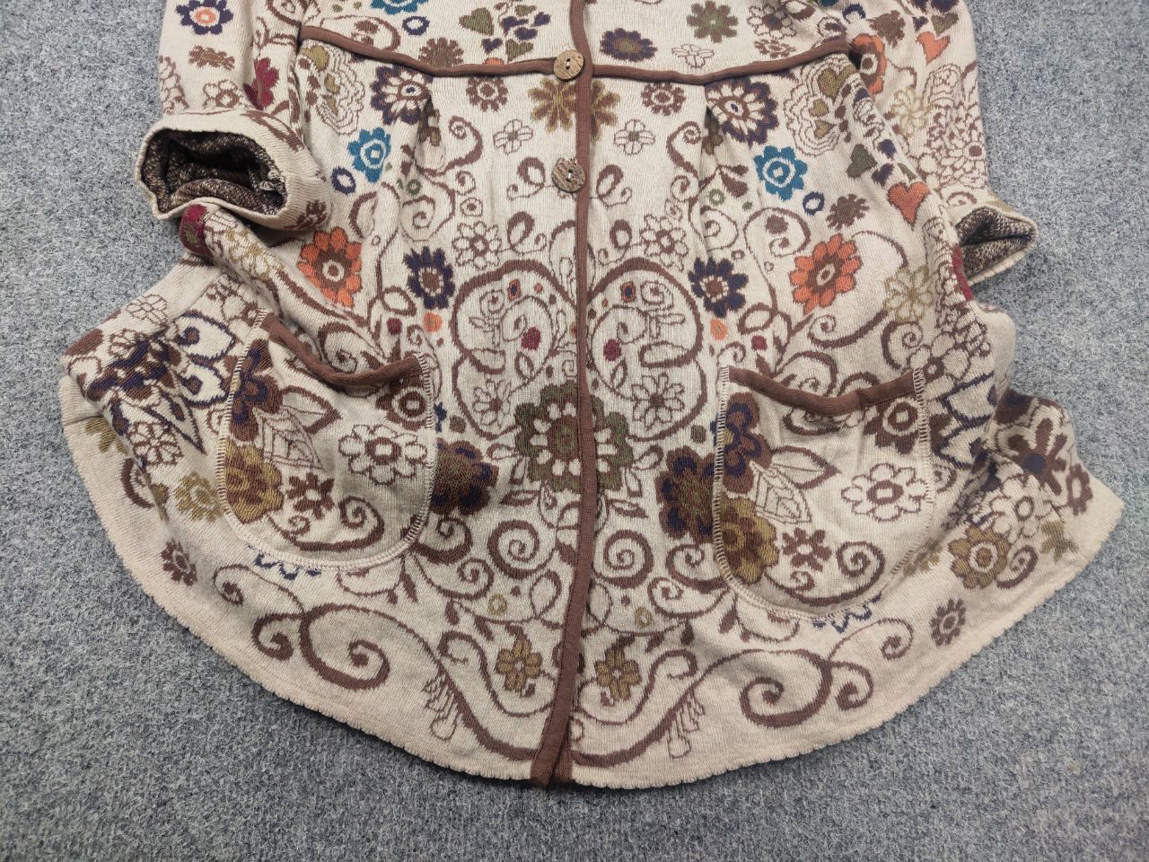 Vintage Ivko Embroidere Wool Cardigan Floral Boho Button Knit Hoodie Size L / US 10 / IT 46 - 8 Thumbnail