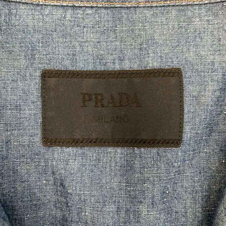 Prada Logo Badge Denim Short Sleeve Shirt Size US XXL / EU 58 / 5 - 6 Thumbnail
