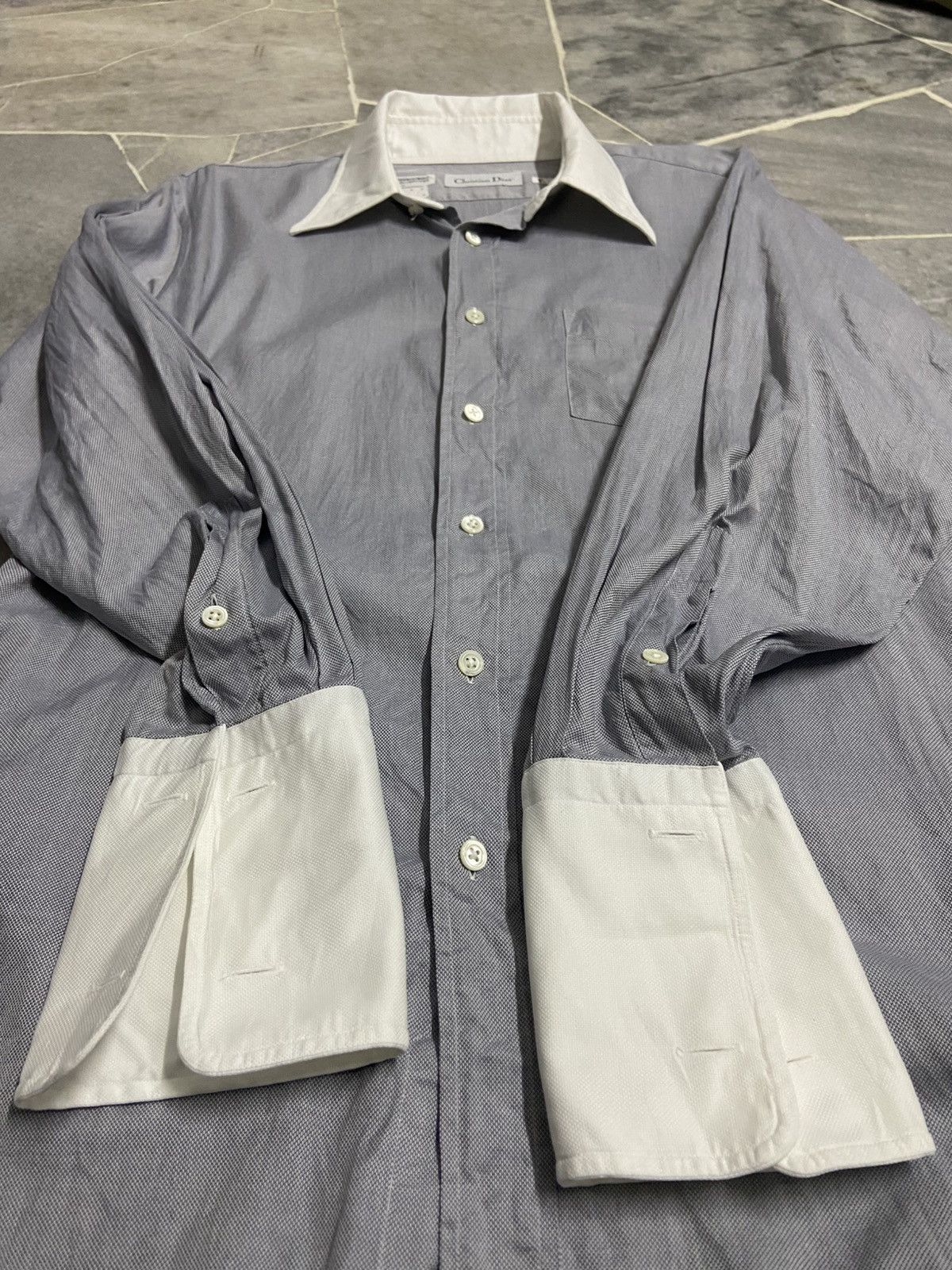 Dior Christian Dior Blue Shirt With White Collar Size US M / EU 48-50 / 2 - 8 Thumbnail