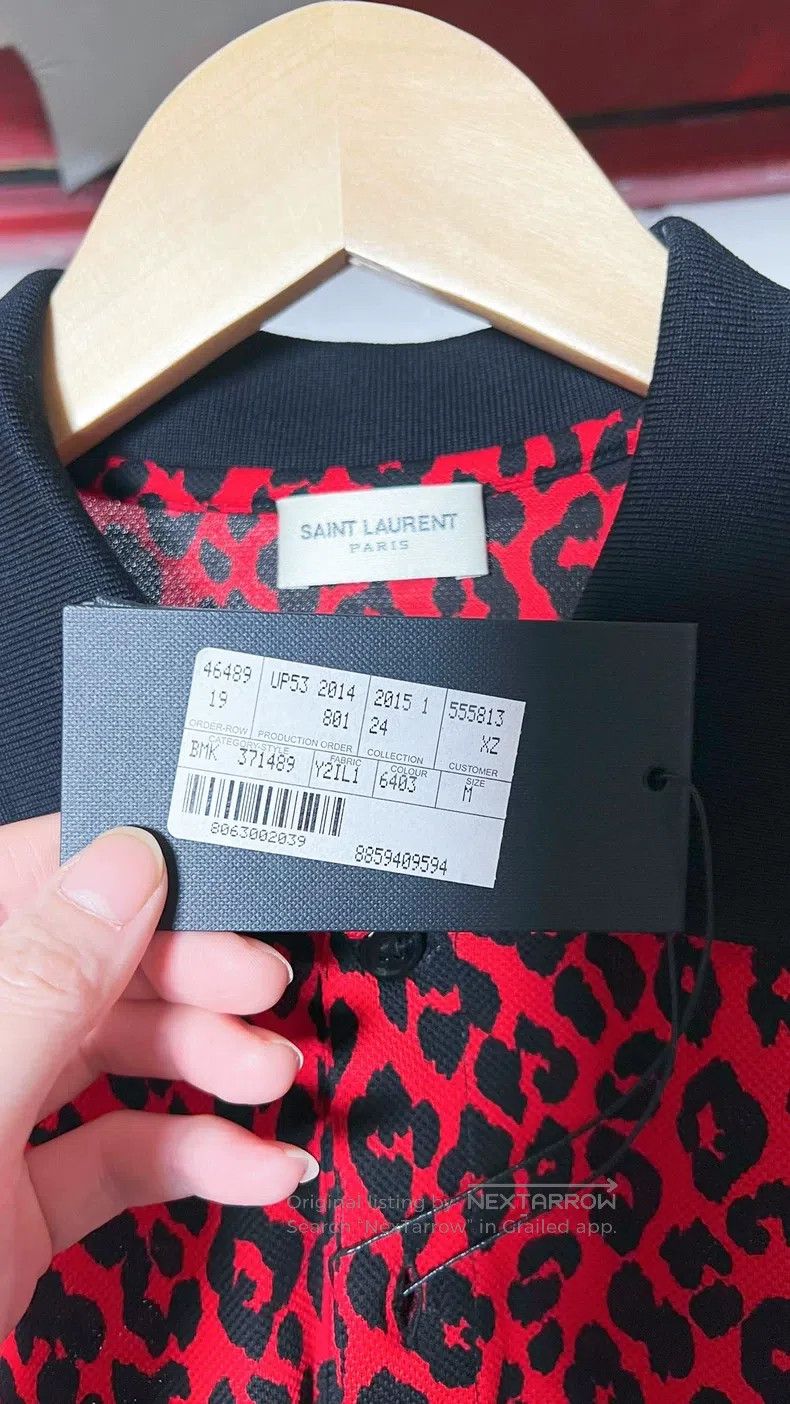Saint Laurent Paris Saint Laurent Paris Red Leopard Print Collar Polo Shirt Size US M / EU 48-50 / 2 - 5 Thumbnail