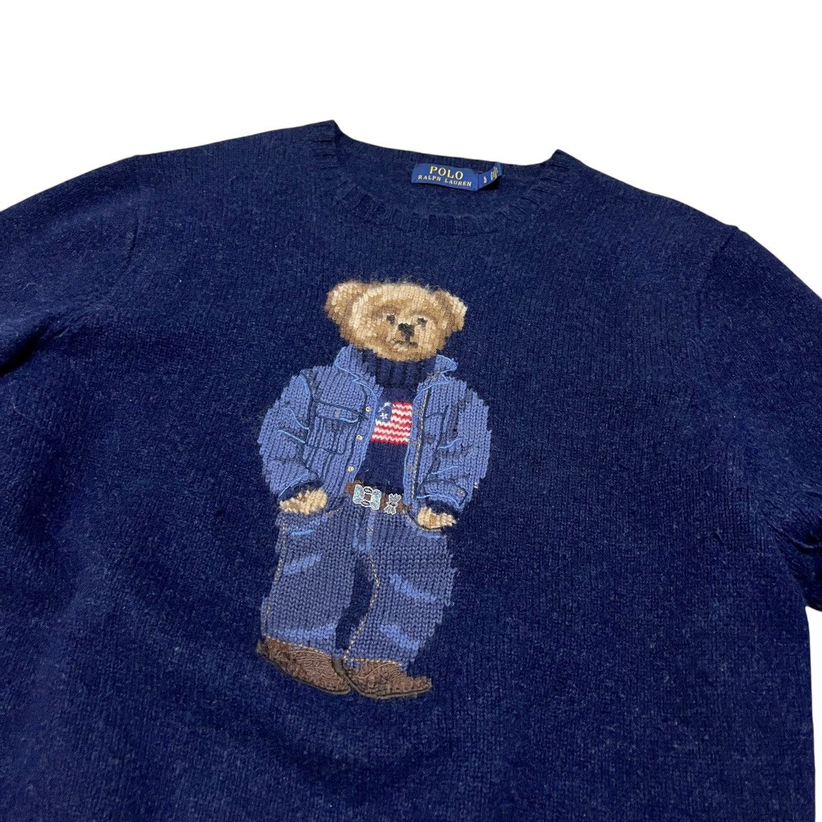 Polo Ralph Lauren × Ralph Lauren × Vintage Iconic Denim Polo Bear Sweaters Size US L / EU 52-54 / 3 - 2 Thumbnail
