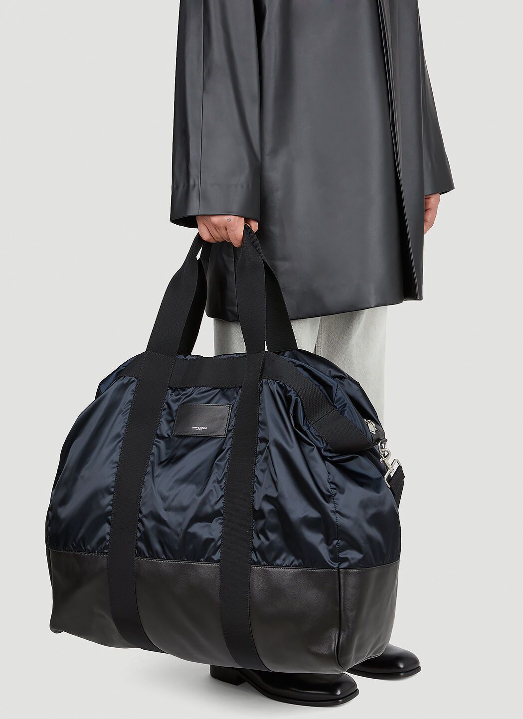 Saint Laurent Paris o1s1wg111124 Size: OS / City Leather Trimmed Tote Bag Blue Size ONE SIZE - 4 Thumbnail