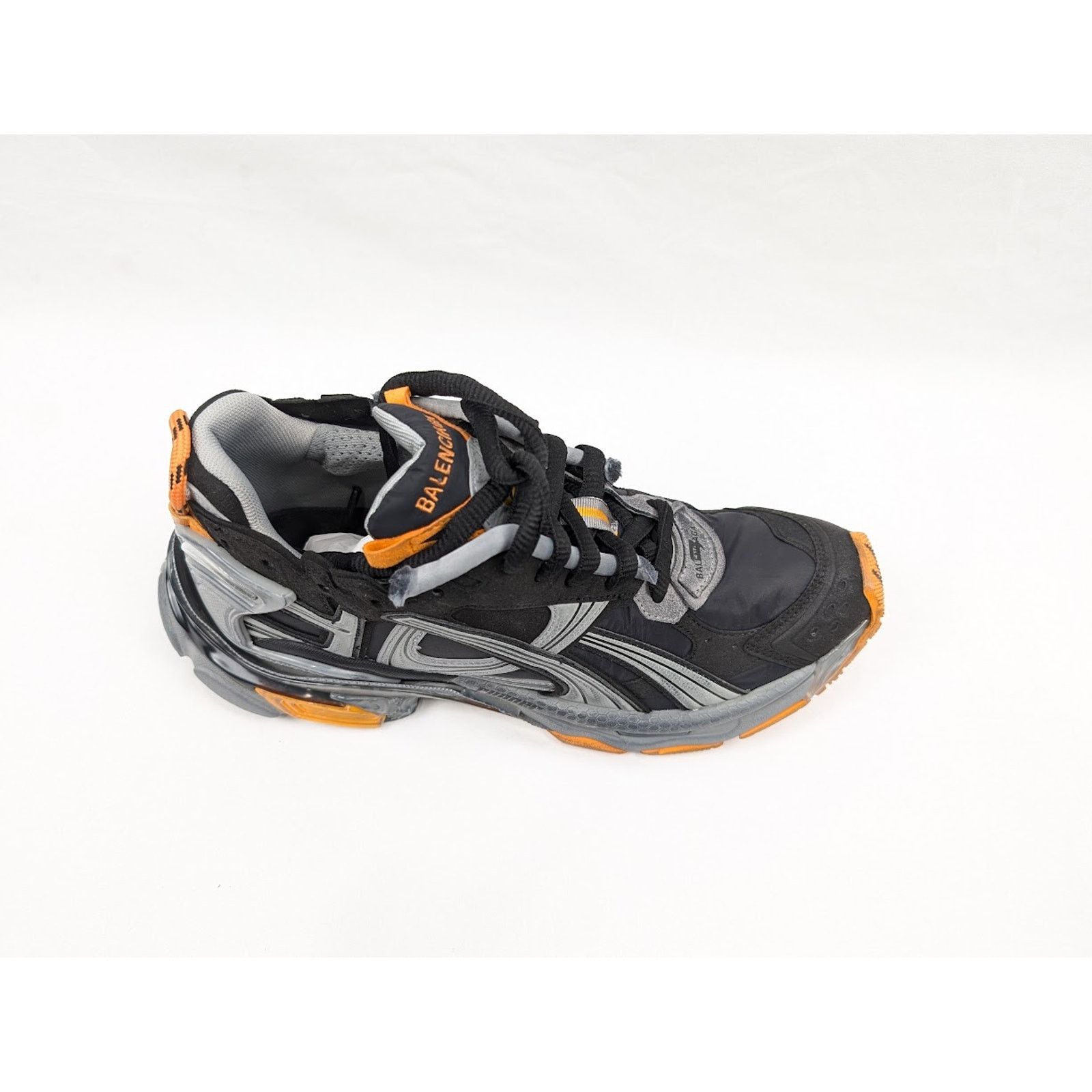 Balenciaga o1rshd1 Nylon Suede Runners in Black/Grey/Fluo Orange Size US 9 / EU 42 - 3 Thumbnail