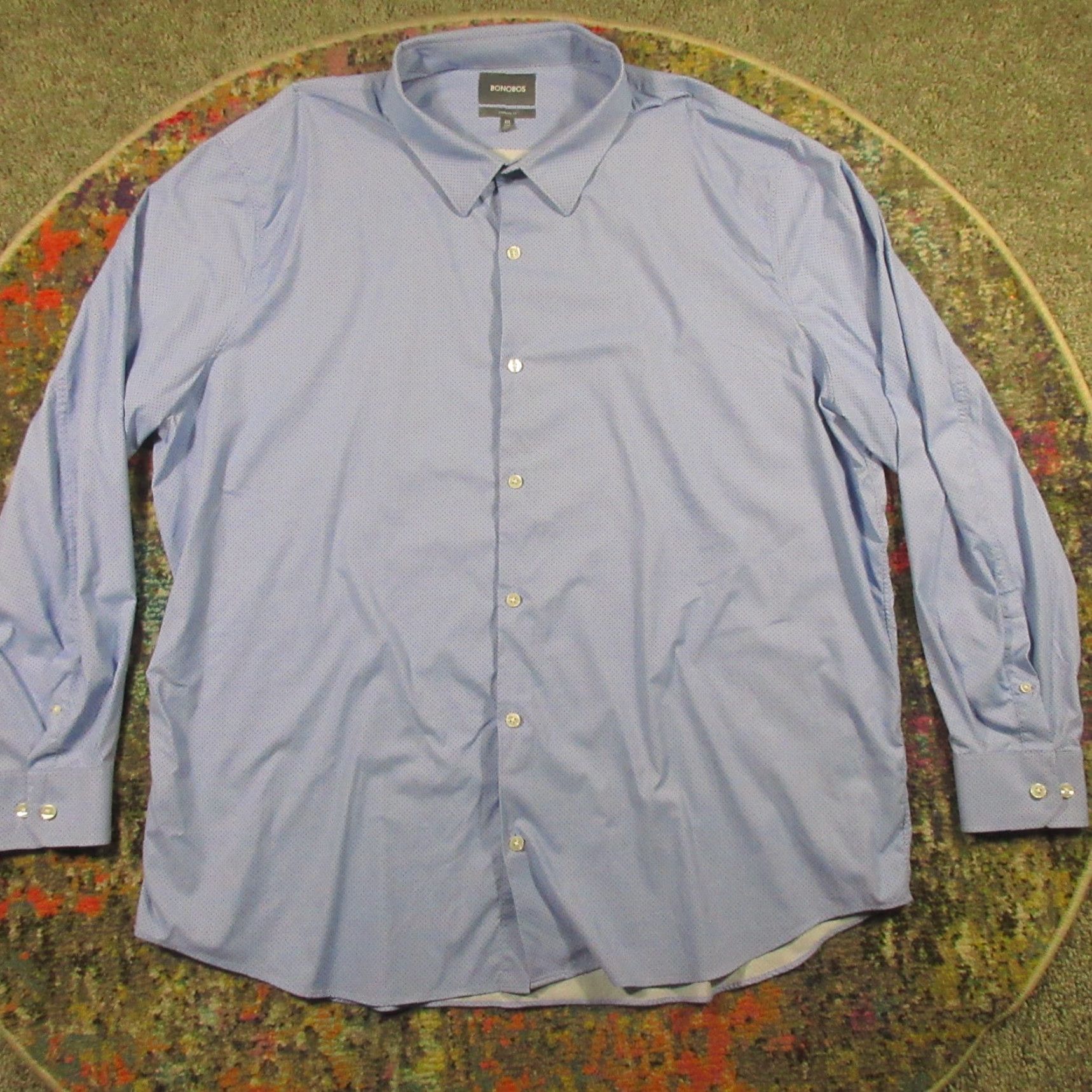 Bonobos Bonobos Long Sleeve Performance Button-Up Mens 4XL Blue Polka Dot Shirt Regular Fit Casual Mens Size US XXL / EU 58 / 5 - 2 Thumbnail
