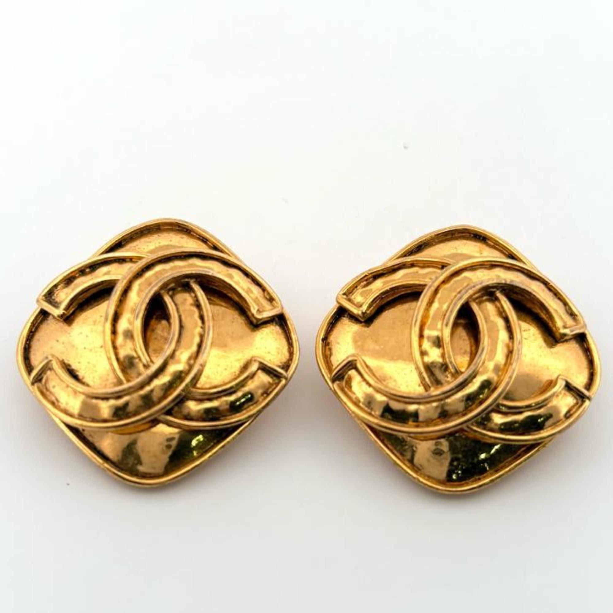 Chanel Vintage Chanel Coco Mark CC Square GP Gold Earrings, 94P Size ONE SIZE - 1 Thumbnail