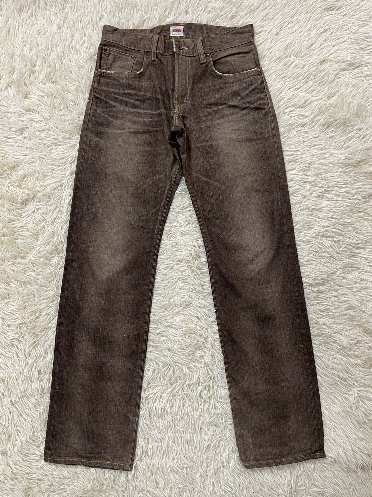 image of Distressed Denim x Edwin Bind Offer VTG Edwin 505 Selvedge Soil Color in Brown, Men's (Size 31)