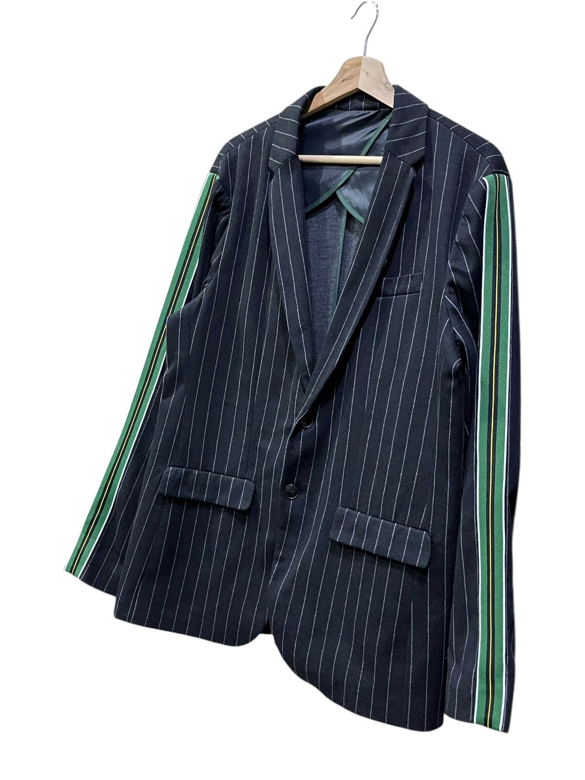 Zara ZARA Avant Pinstripe Stripe Panel Blazer Tailored Edge Size 44S - 1 Thumbnail