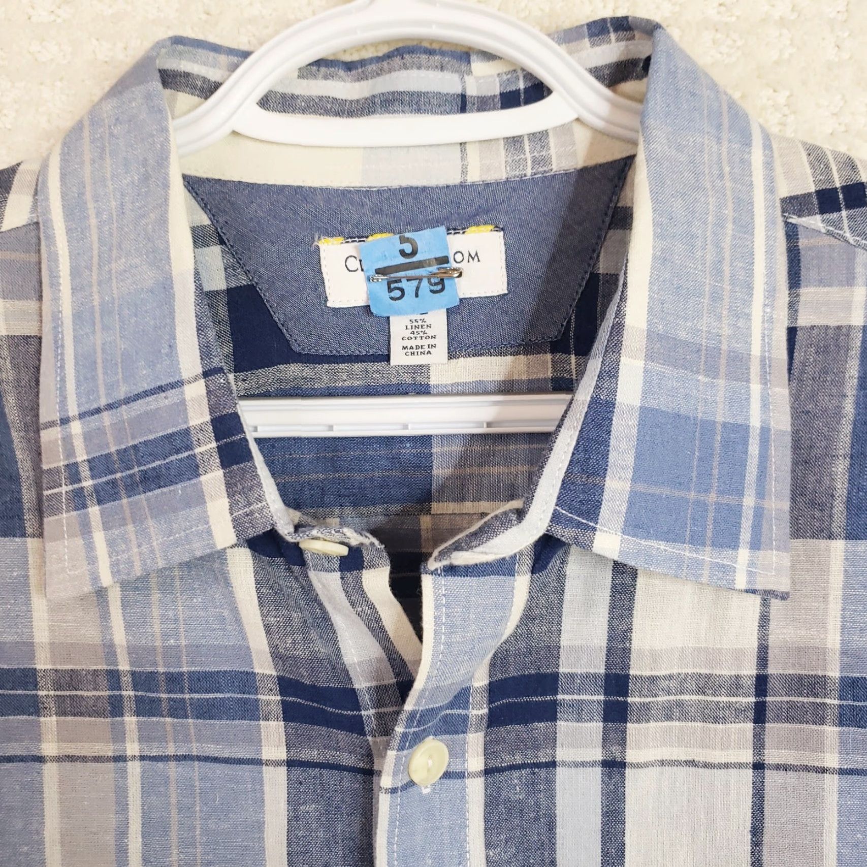 Club Room VINTAGE Club Room Shirt Mens XL Blue Plaid Button-Up Long Sleeve Slim Fit Size US XL / EU 56 / 4 - 3 Thumbnail