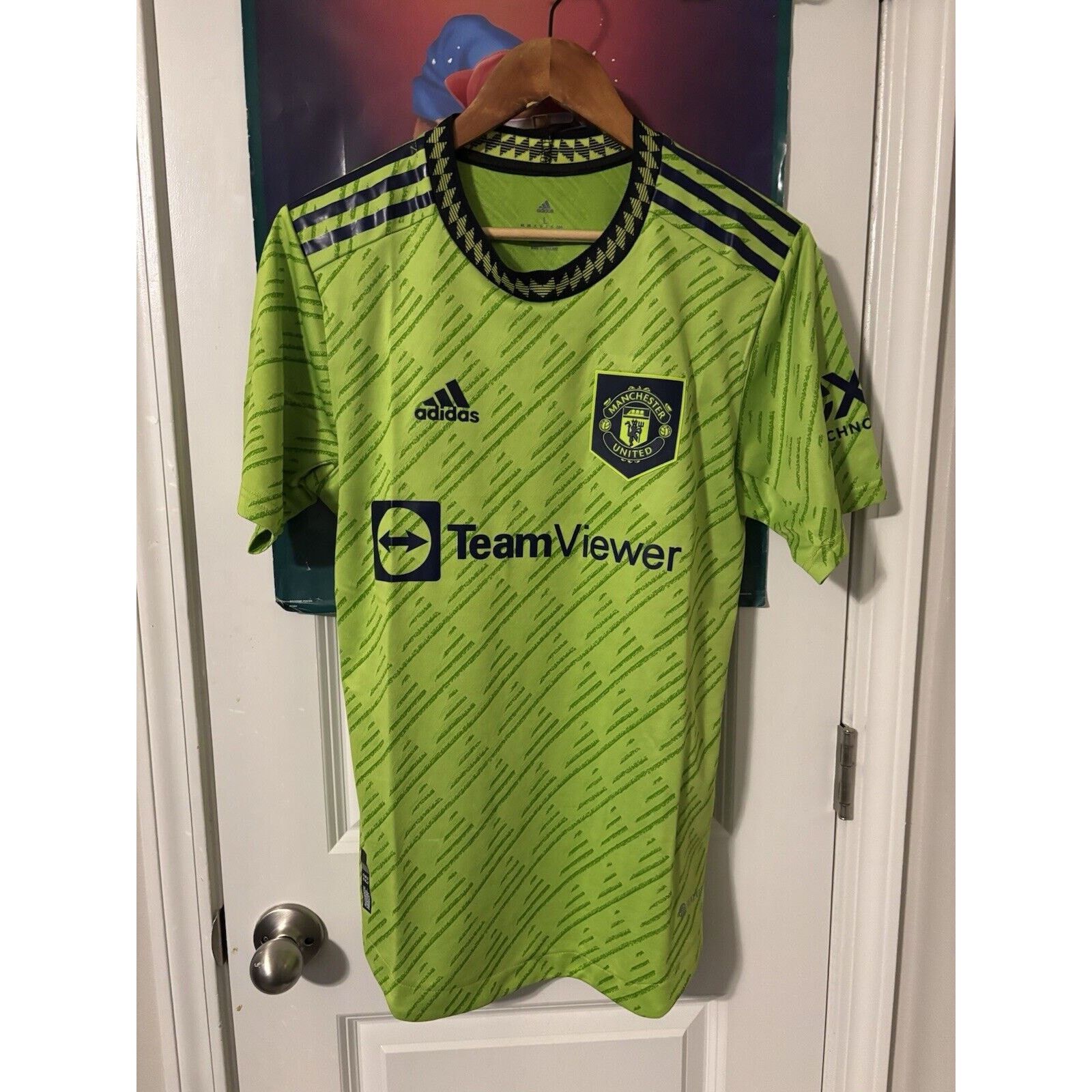 vintage green adidas manchester united soccer jersey Sz L