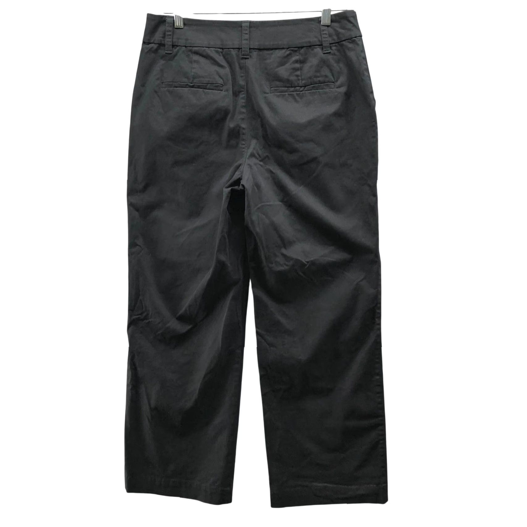 Loft LOFT Utility Straight Pants Womens 8 Black Twill High Rise Relaxed Stretch Chino Wide-Leg Front Patch Pockets Casual Workwear Vintage: No Size 30" / US 8 / IT 44 - 2 Thumbnail