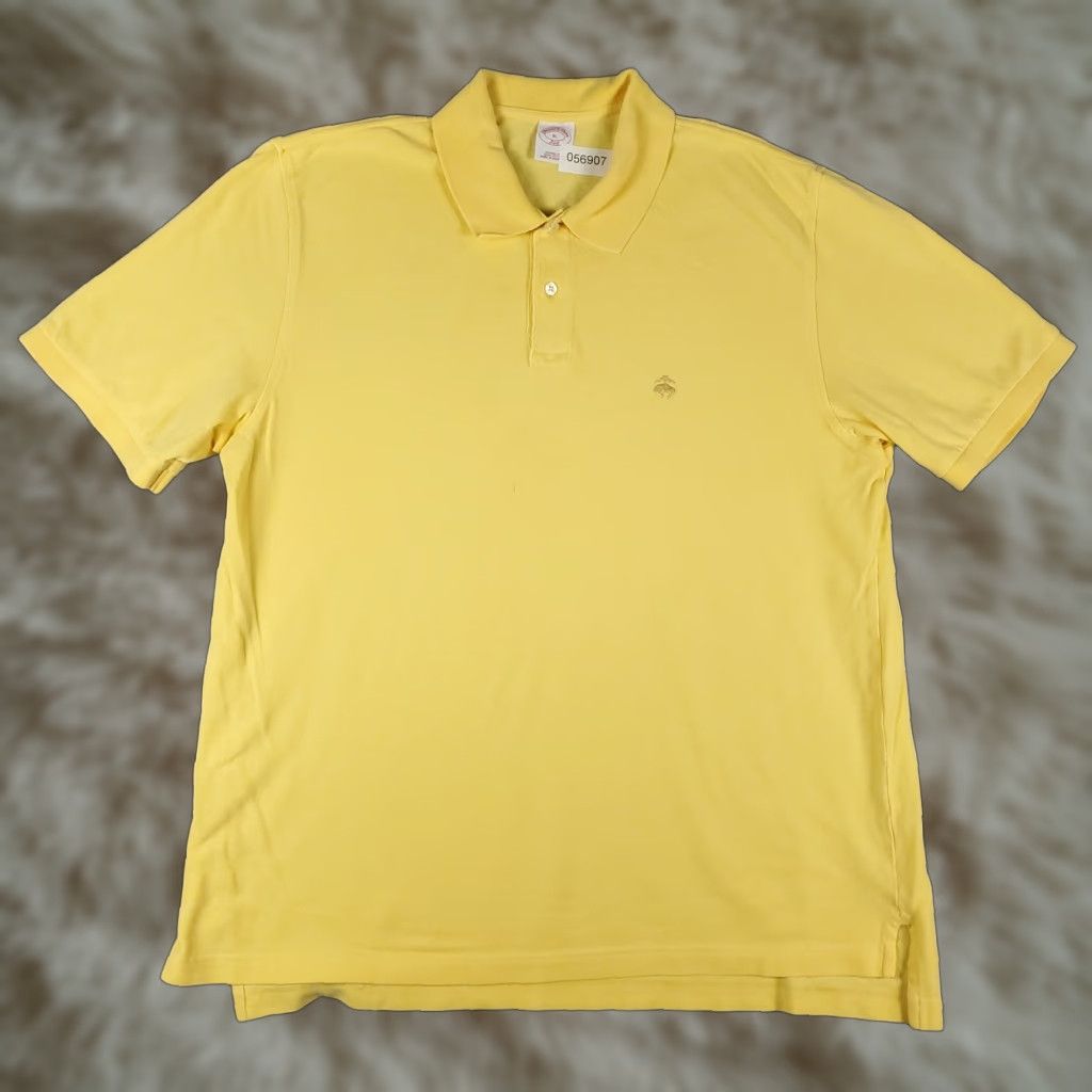 Brooks Brothers Brooks Brothers Polo Shirt Mens XL Yellow Solid Short Sleeve Casual Button-Front Collared Polo Shirt Mens XL Yellow Size US XL / EU 56 / 4 - 1 Thumbnail