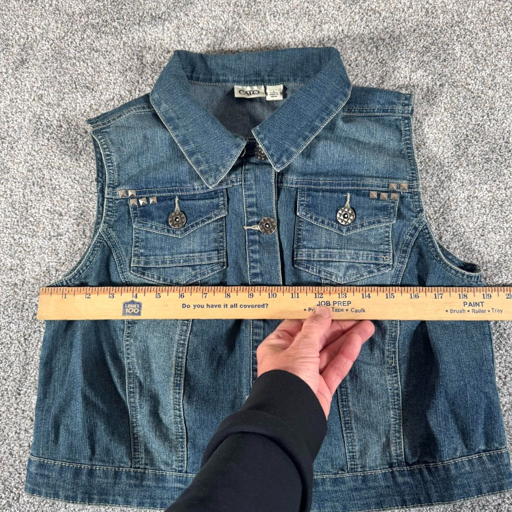 Vintage VINTAGE Cato Vest Denim Biker Grunge Streetwear Womens Large Sleeveless Cotton Blend Studded Pockets 90s Y2K Size L / US 10 / IT 46 - 5 Thumbnail