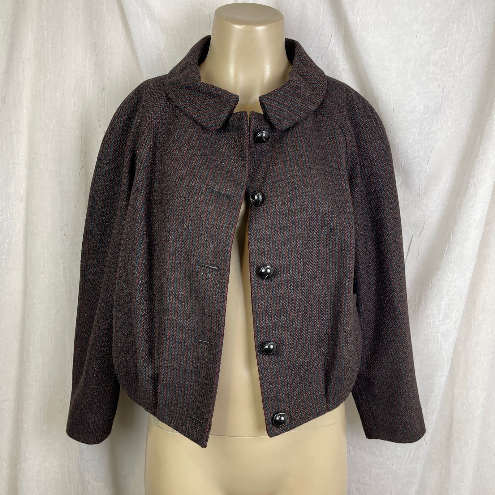 Vintage VTG Y2K Semantiks Cozy Tweed Jacket Brown Black Cottagecore Size M / US 6-8 / IT 42-44 - 12 Thumbnail