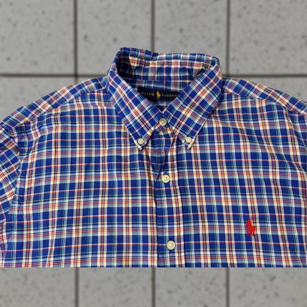 Polo Ralph Lauren Mens Polo Ralph Lauren Dress Shirt Large Blue Button Cotton Size 42R - 1 Thumbnail